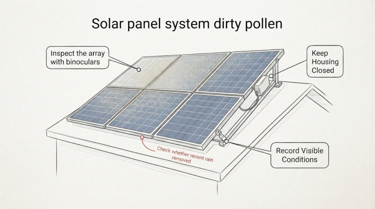 Solar panel system dirty pollen
