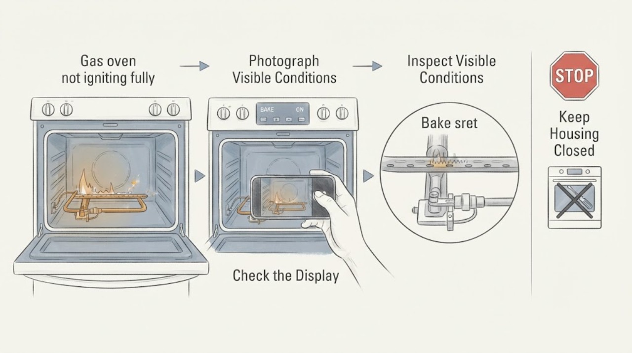 Gas oven not igniting fully