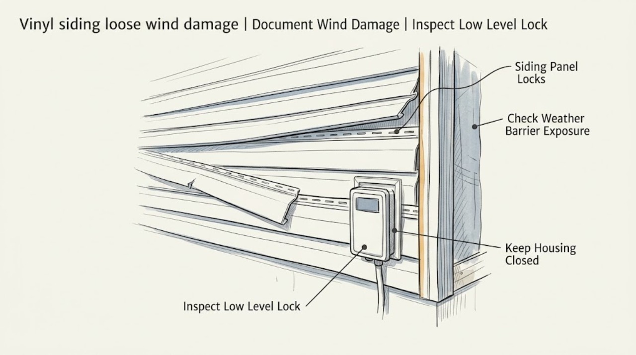 Vinyl siding loose wind damage