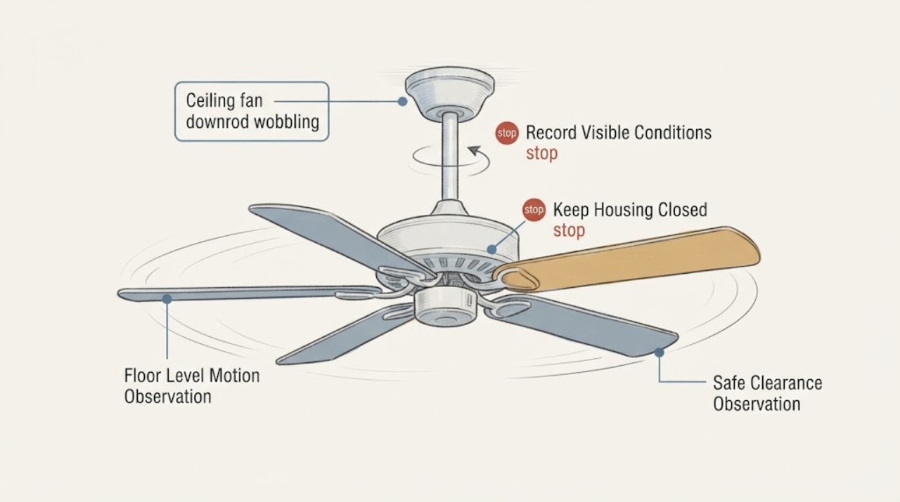 Ceiling fan downrod wobbling
