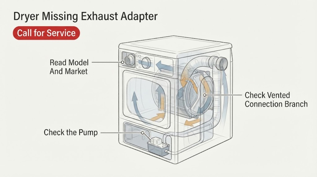 Dryer Missing Exhaust Adapter |