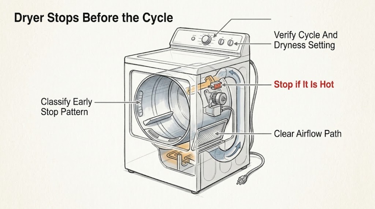 Dryer Stops Before the Cycle