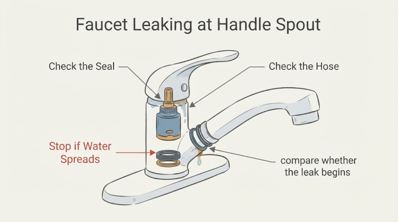 Faucet Leaking at Handle Spout