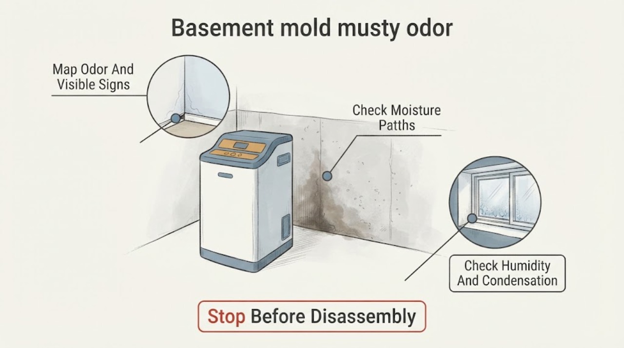 Basement mold musty odor