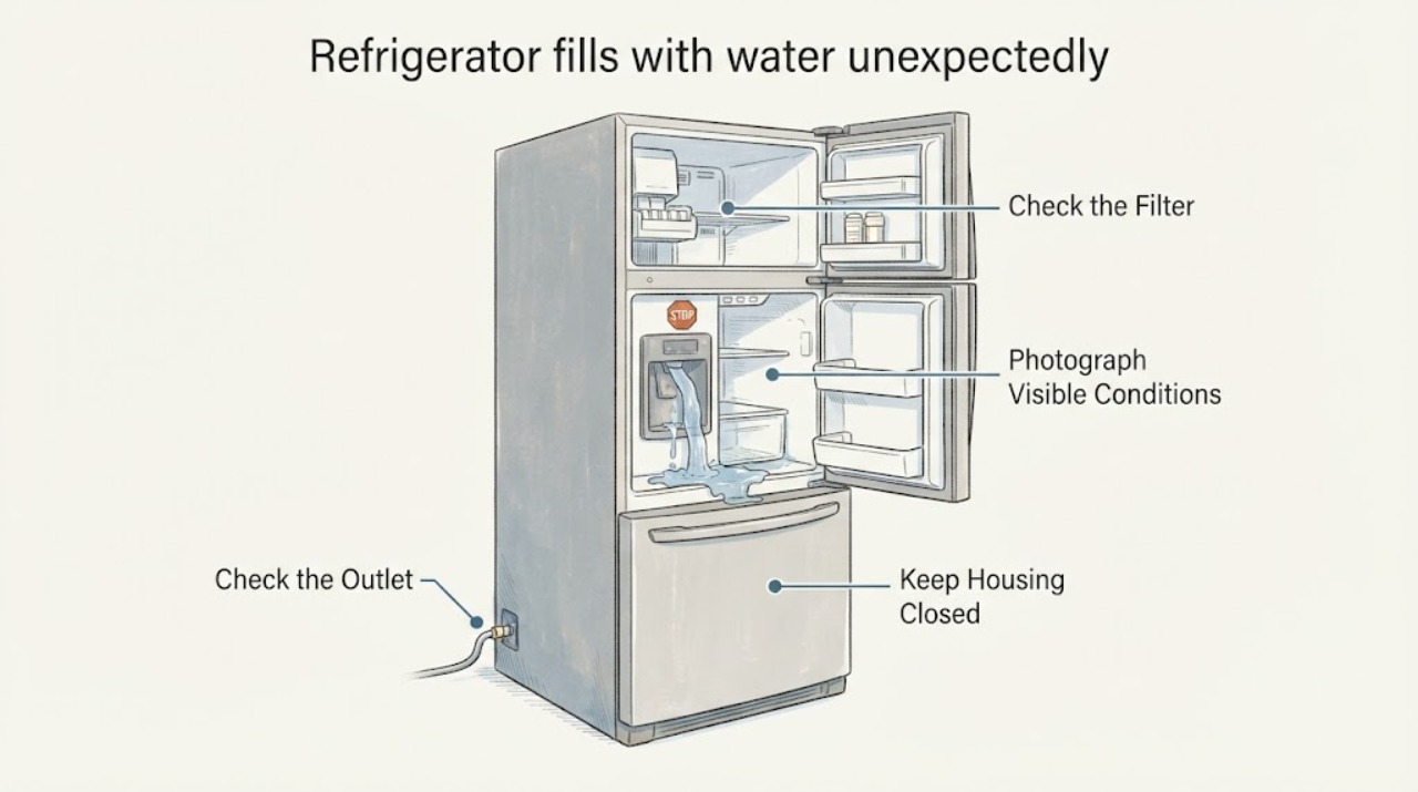 Refrigerator fills with water unexpectedly