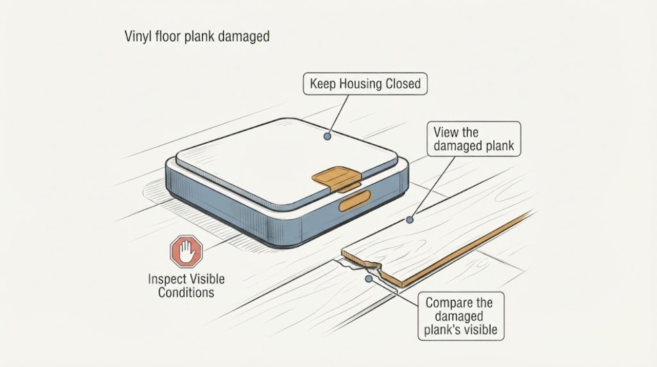 Vinyl floor plank damaged