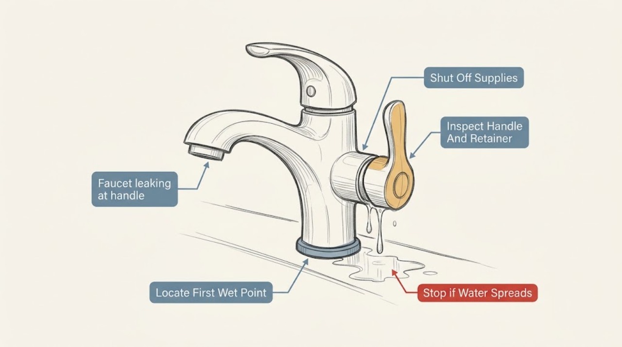 Faucet leaking at handle