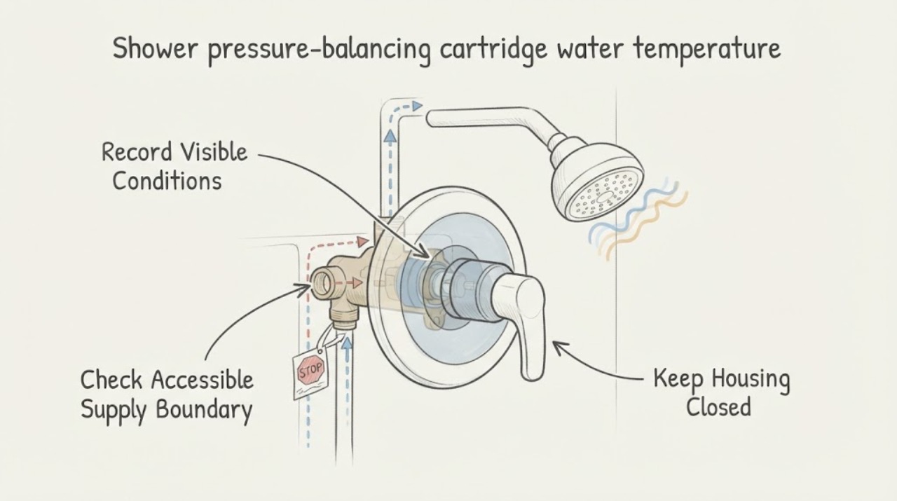 Shower pressure-balancing cartridge water temperature