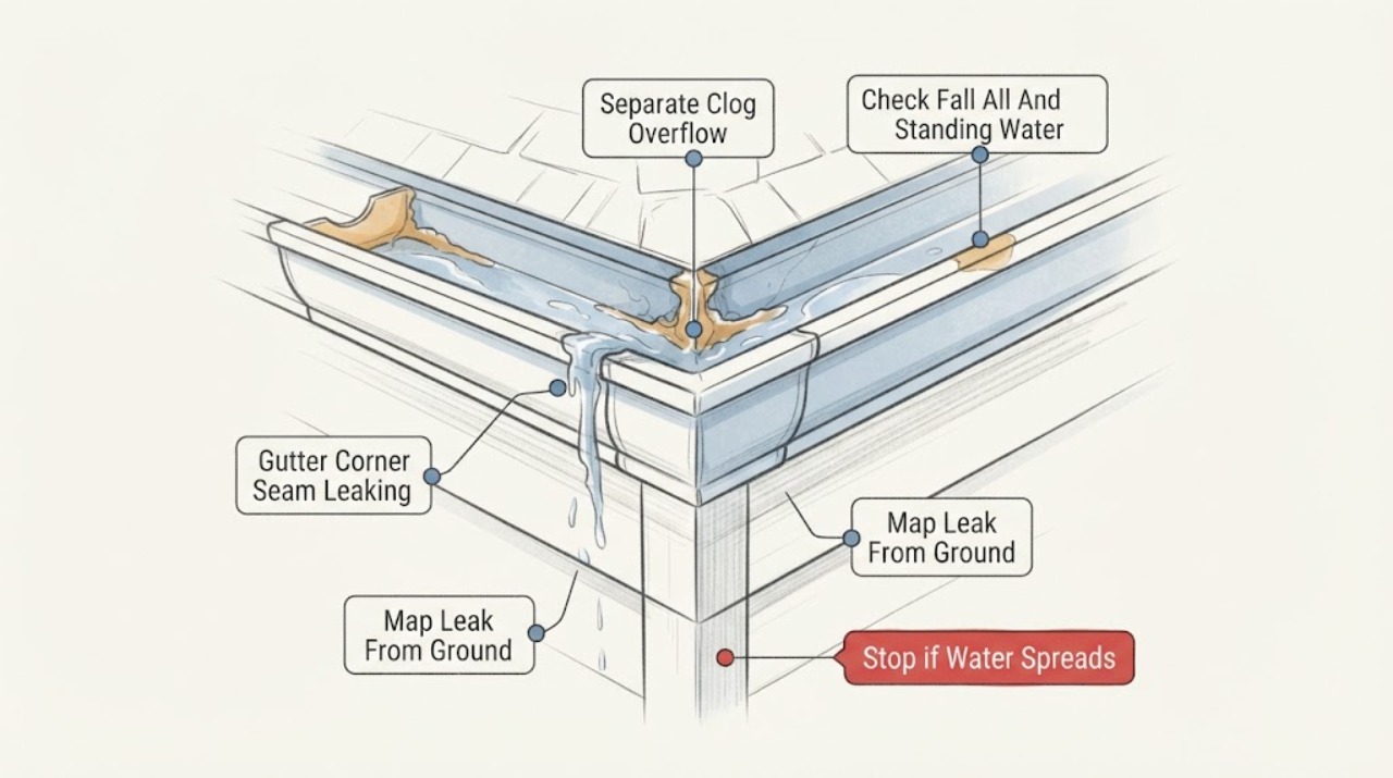 Gutter Corner Seam Leaking