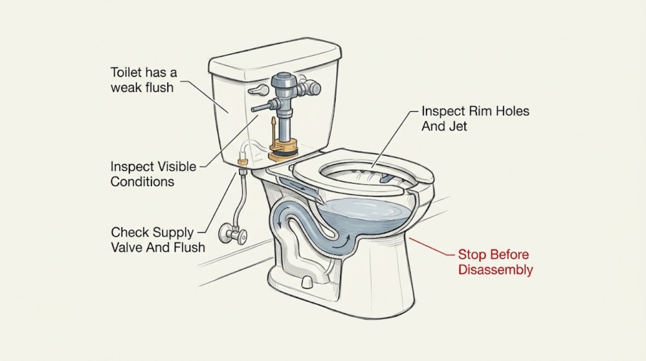 Toilet has a weak flush