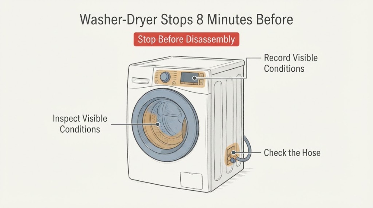 Washer-Dryer Stops 8 Minutes Before
