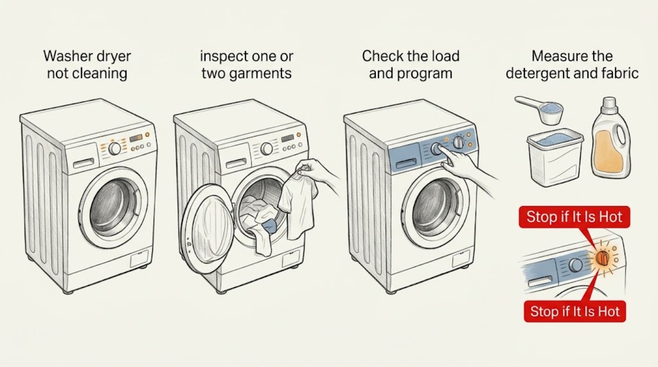Washer dryer not cleaning