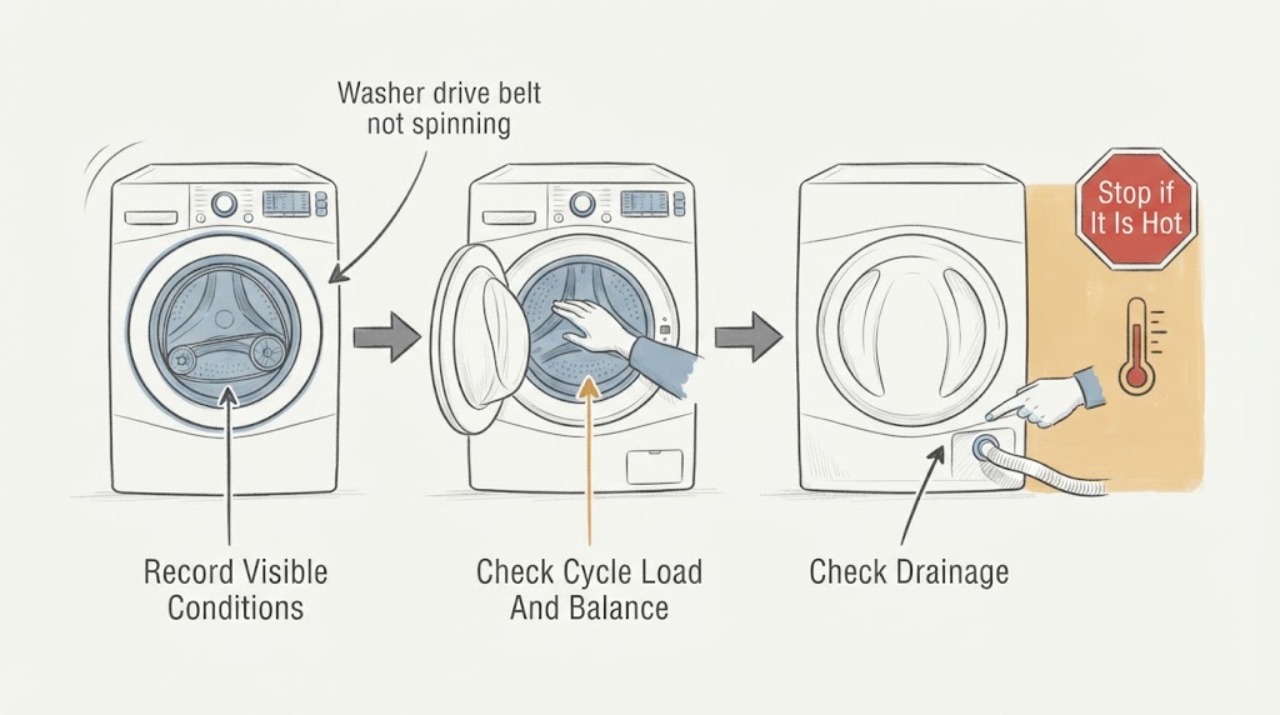 Washer drive belt not spinning