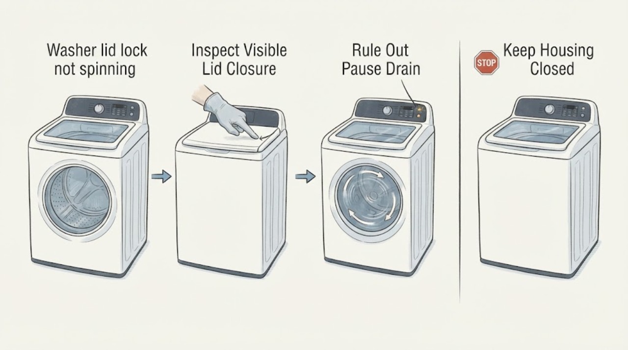 Washer lid lock not spinning