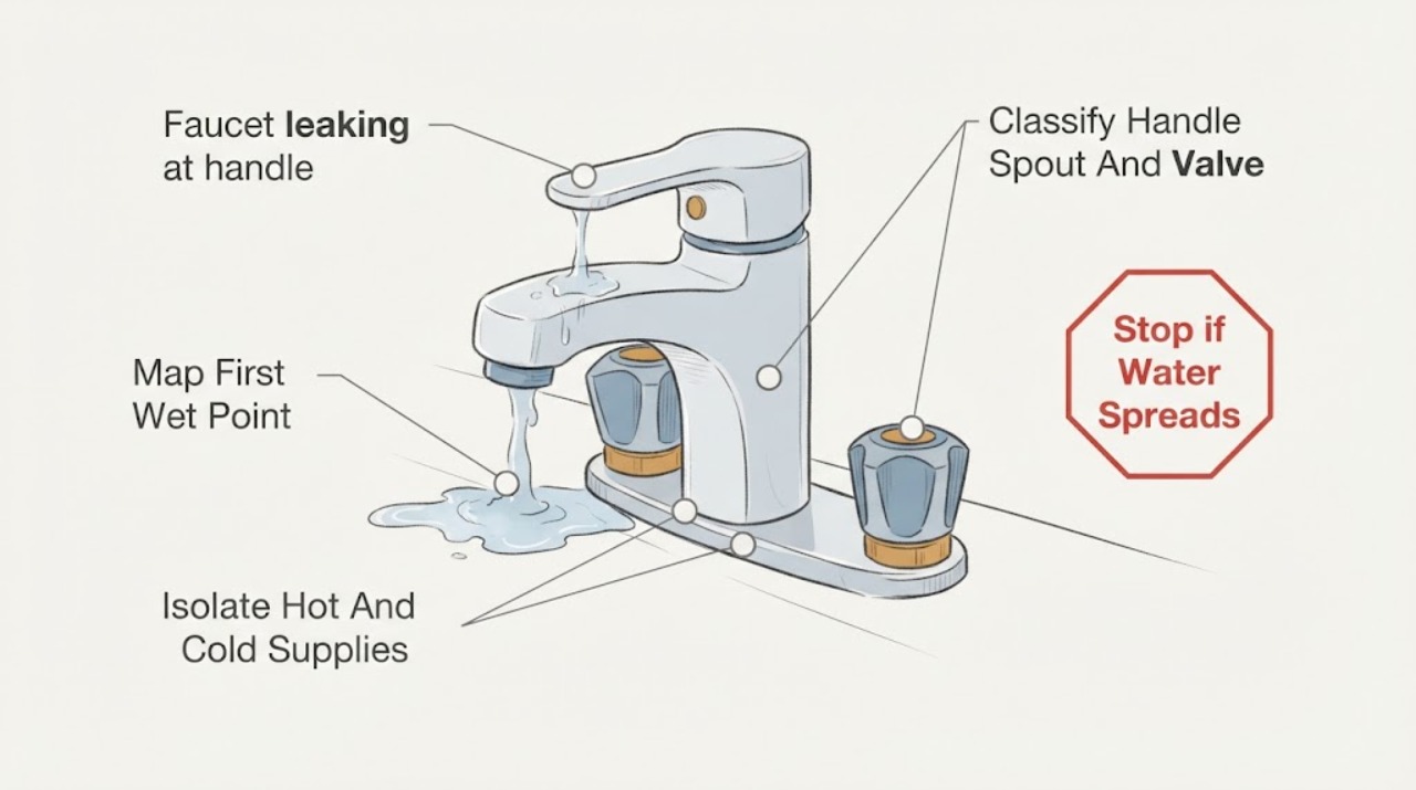 Faucet leaking at handle