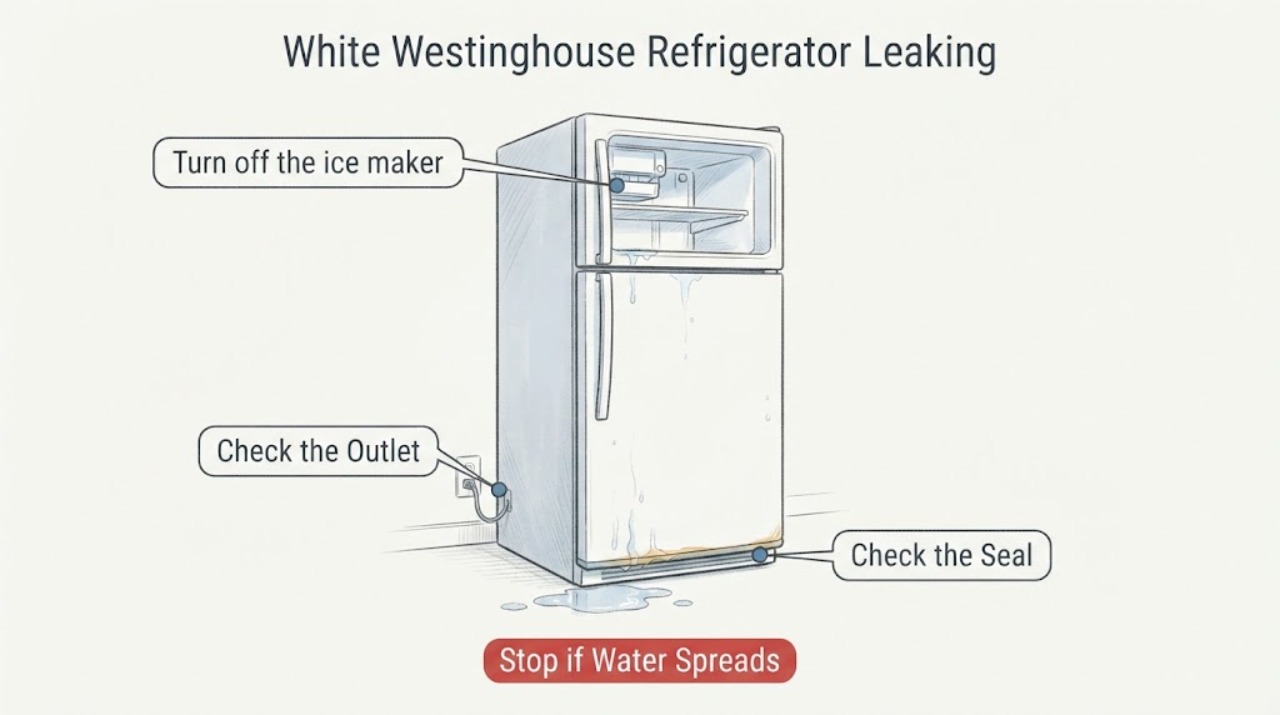White Westinghouse Refrigerator Leaking