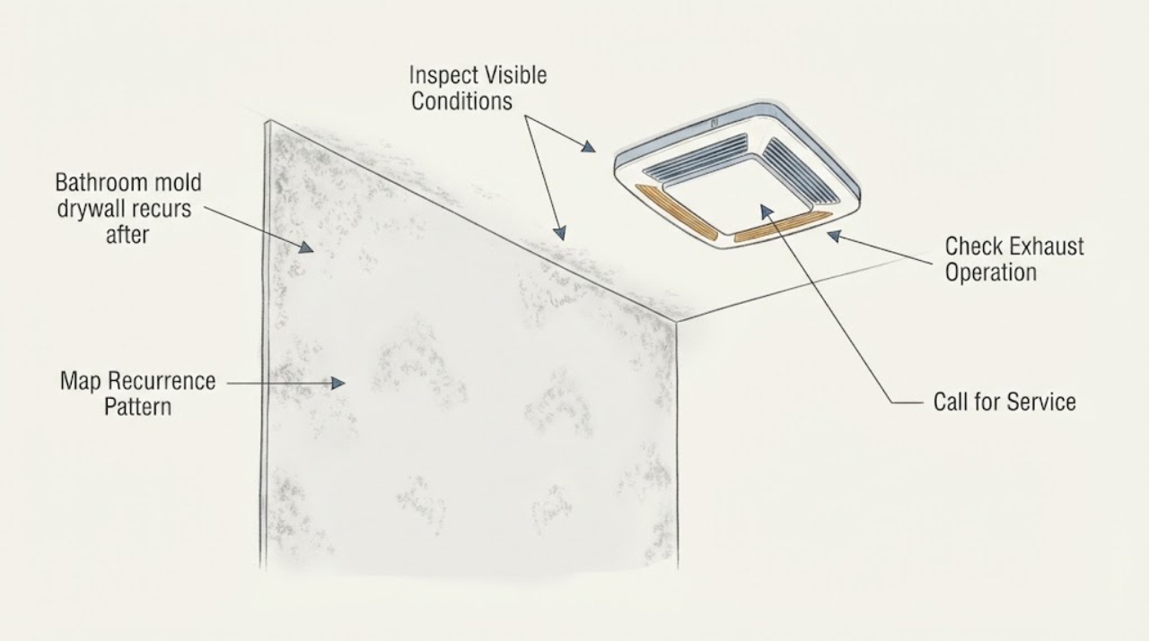 Bathroom mold drywall recurs after