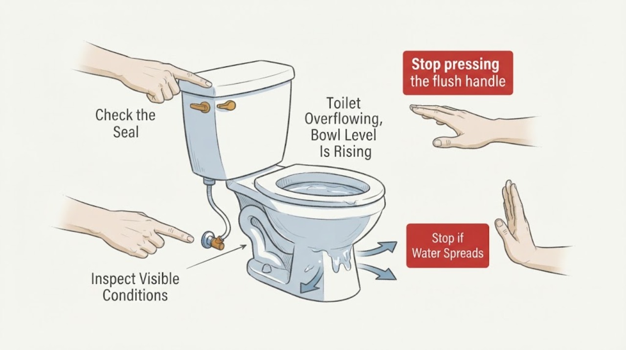Toilet Overflowing, Bowl Level Is