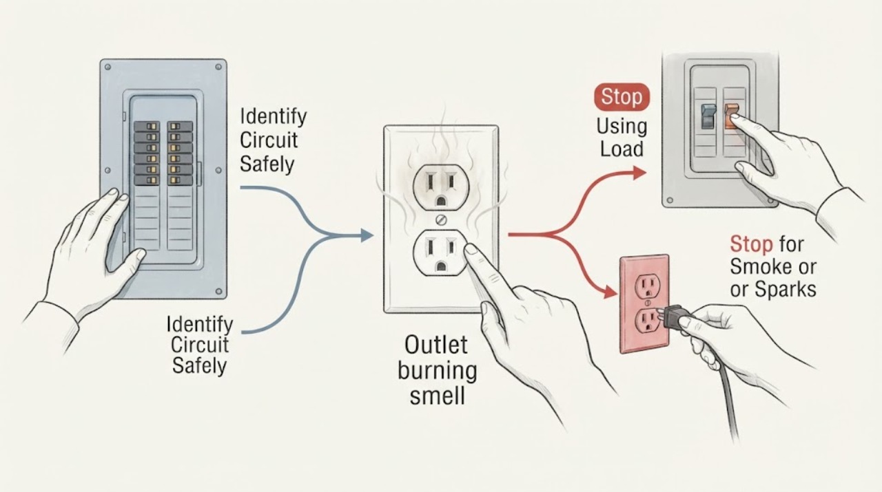 Outlet burning smell