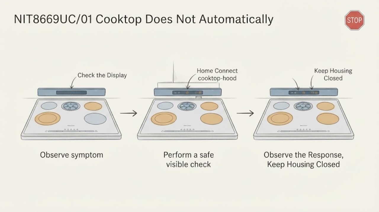 NIT8669UC/01 Cooktop Does Not Automatically