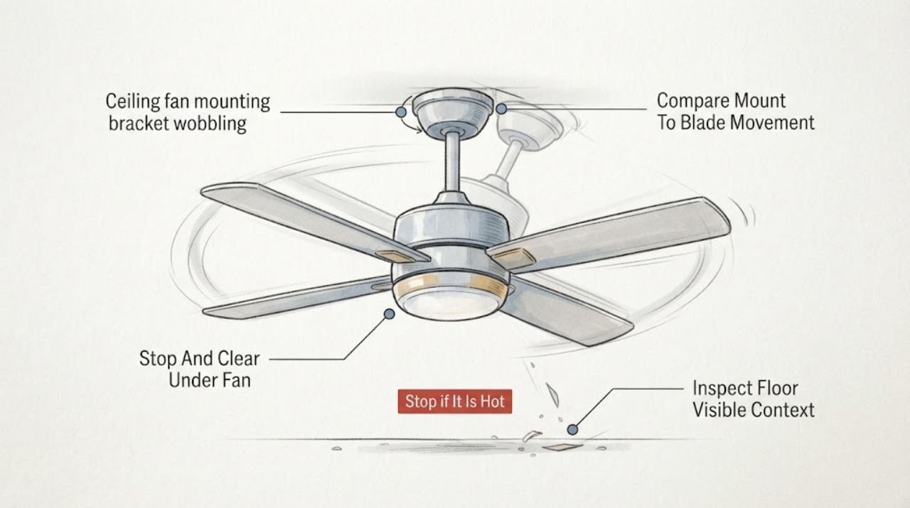 Ceiling fan mounting bracket wobbling