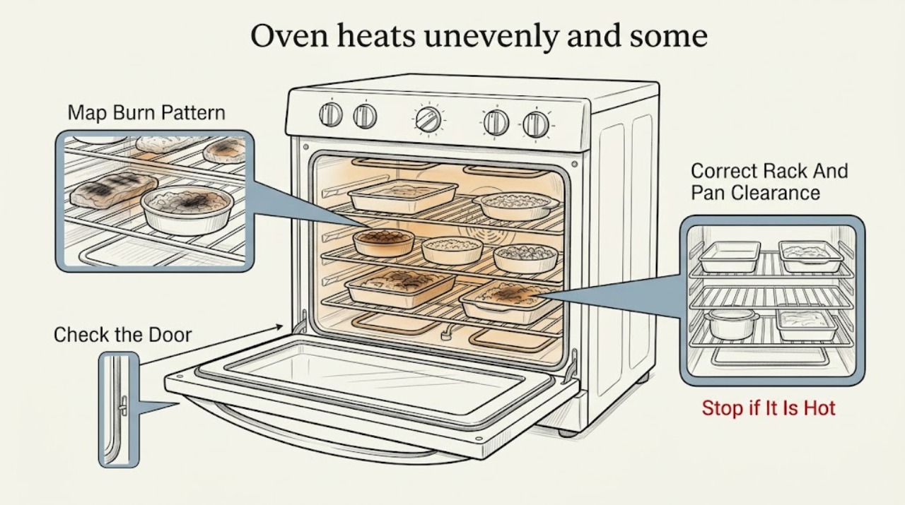 Oven heats unevenly and some