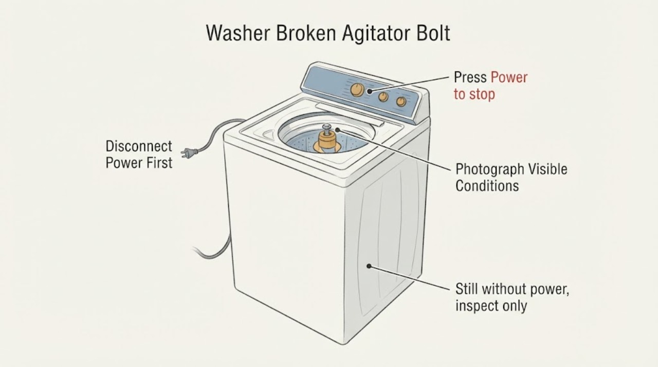 Washer Broken Agitator Bolt
