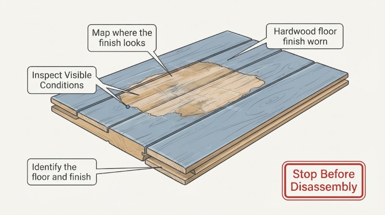 Hardwood floor finish worn