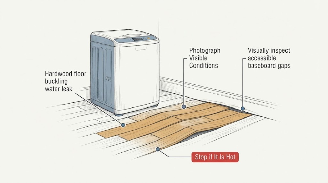 Hardwood floor buckling water leak