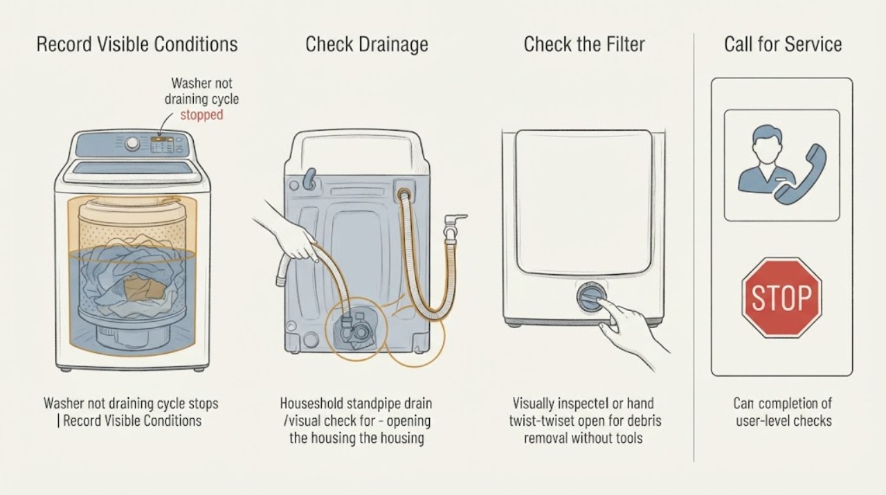 Washer not draining cycle stops