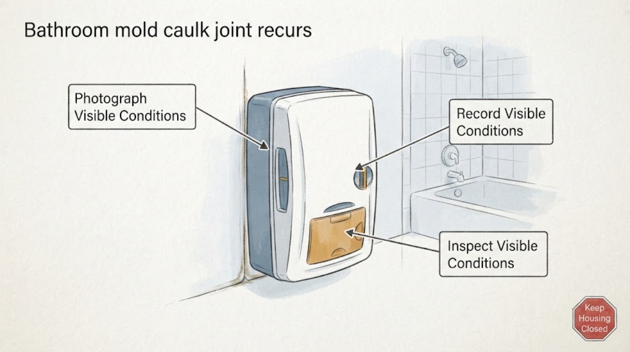 Bathroom mold caulk joint recurs