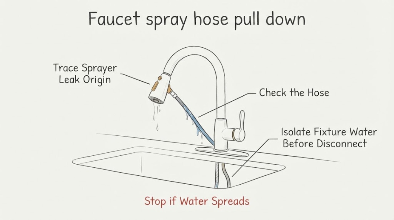 Faucet spray hose pull down