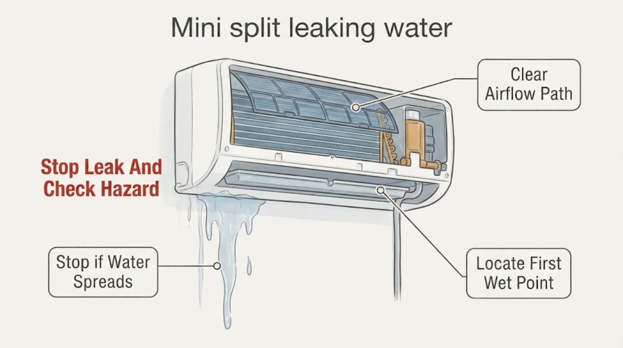Mini split leaking water