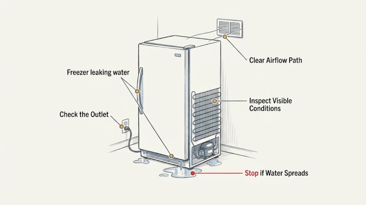 Freezer leaking water