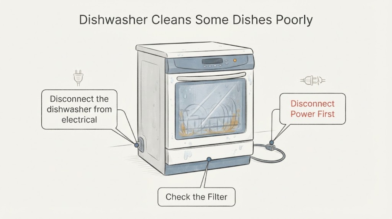 Dishwasher Cleans Some Dishes Poorly