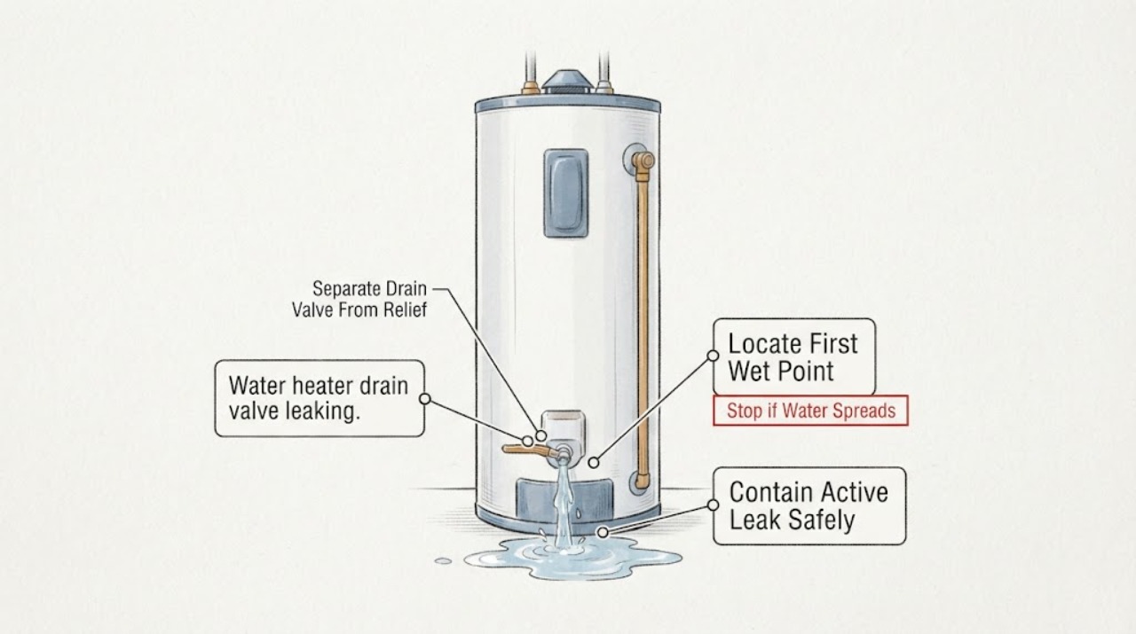 Water heater drain valve leaking