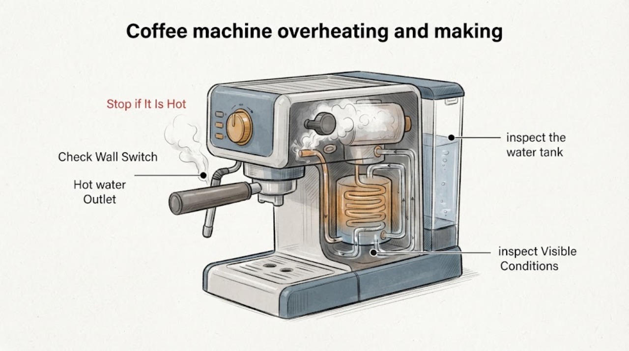 Coffee machine overheating and making