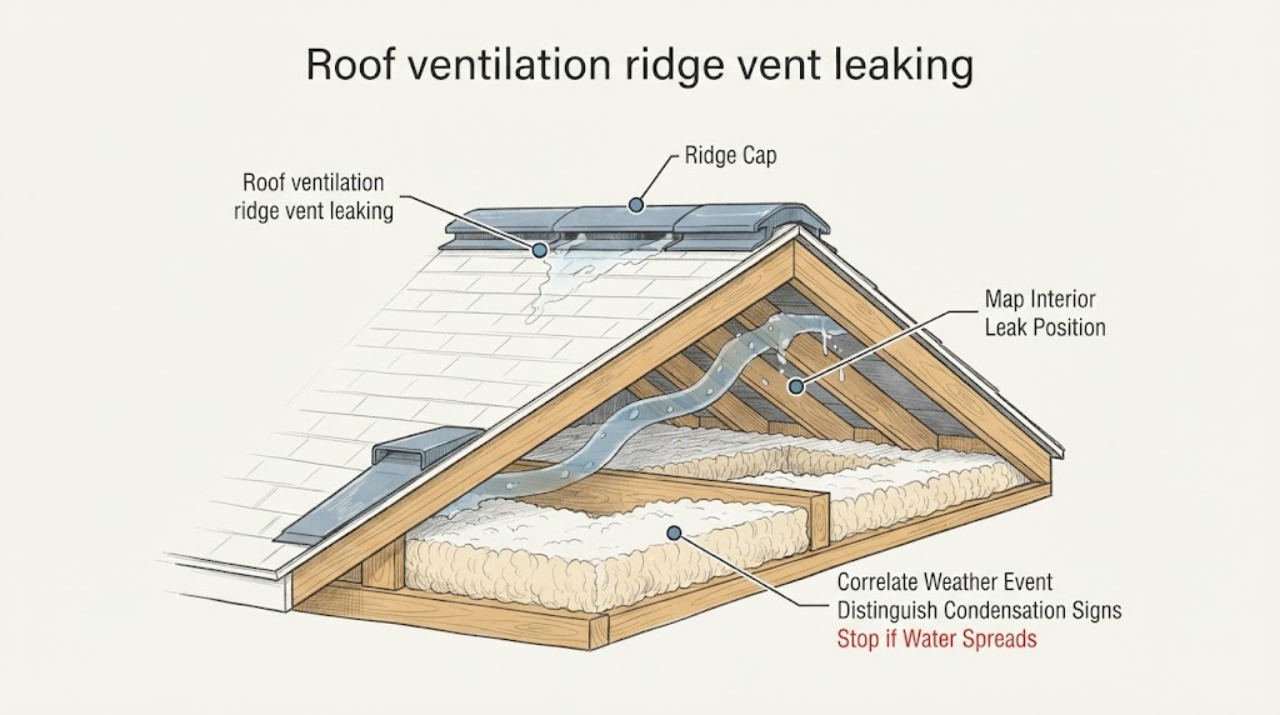 Roof ventilation ridge vent leaking