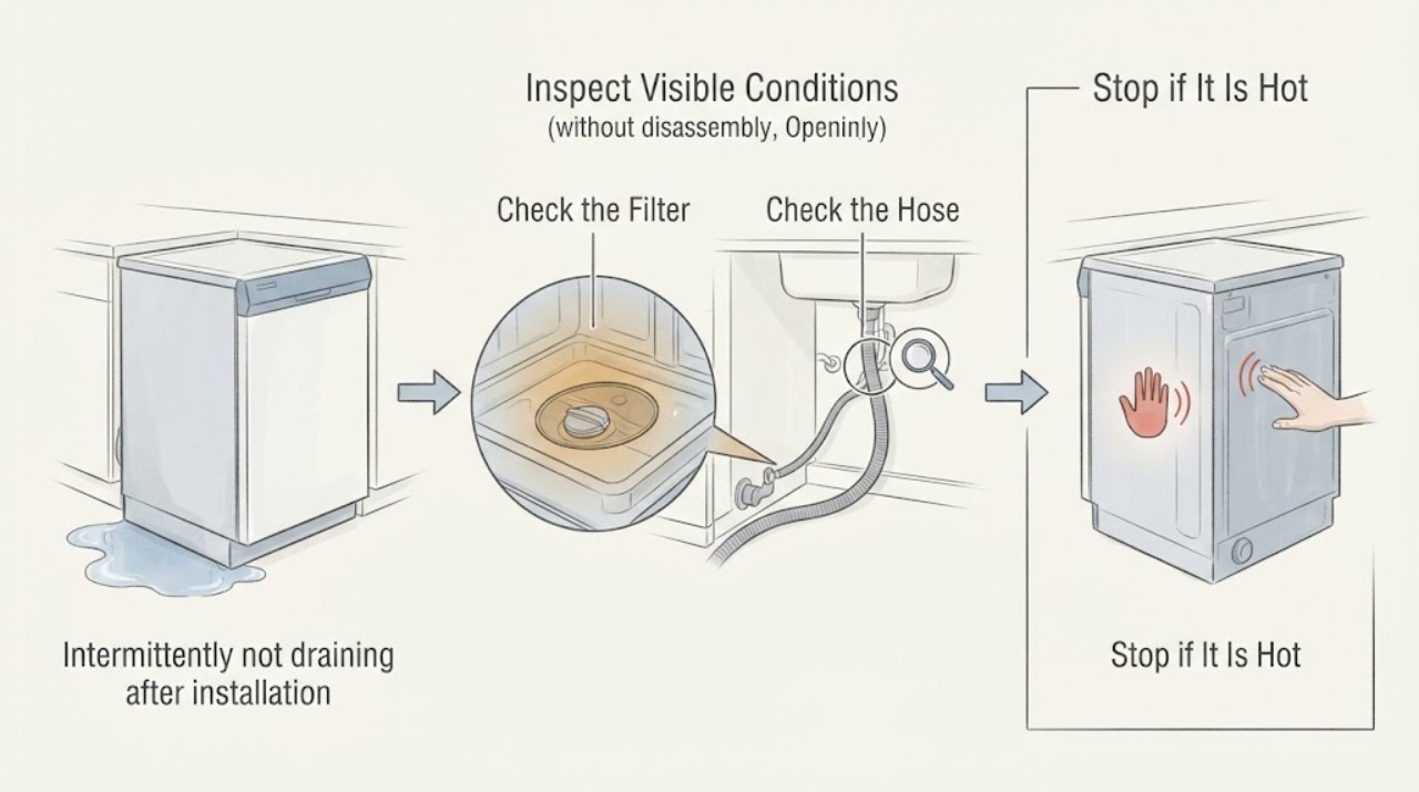 Intermittently not draining after installation