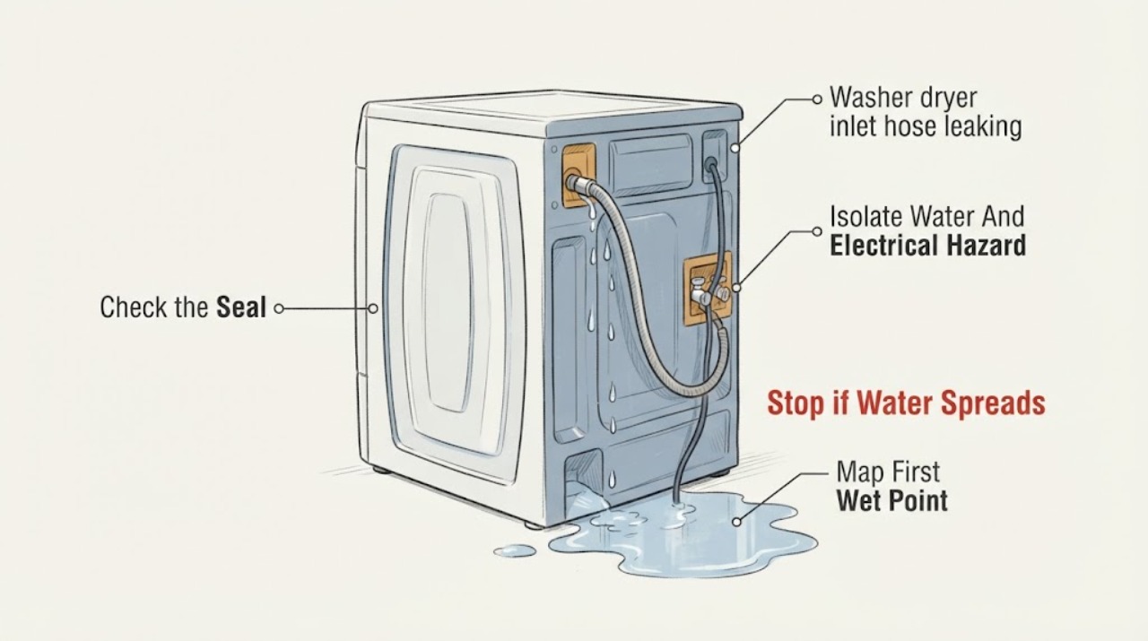 Washer dryer inlet hose leaking