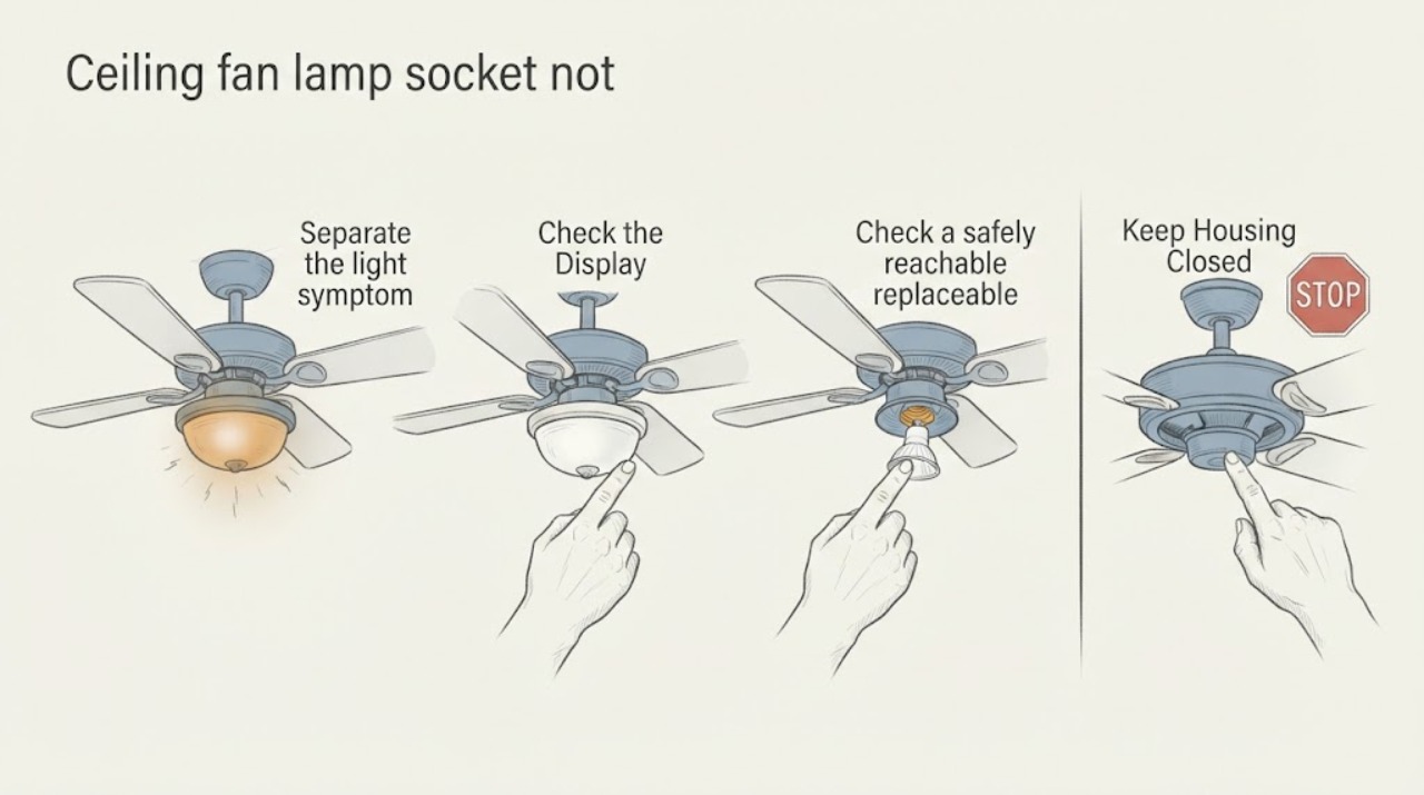 Ceiling fan lamp socket not