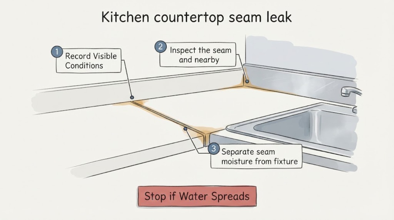 Kitchen countertop seam leak