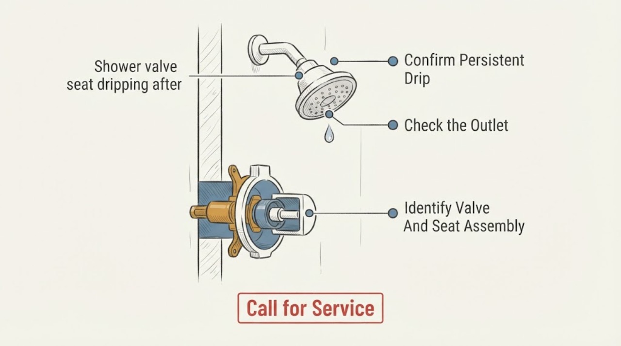 Shower valve seat dripping after