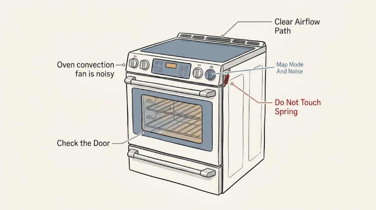 Oven convection fan is noisy