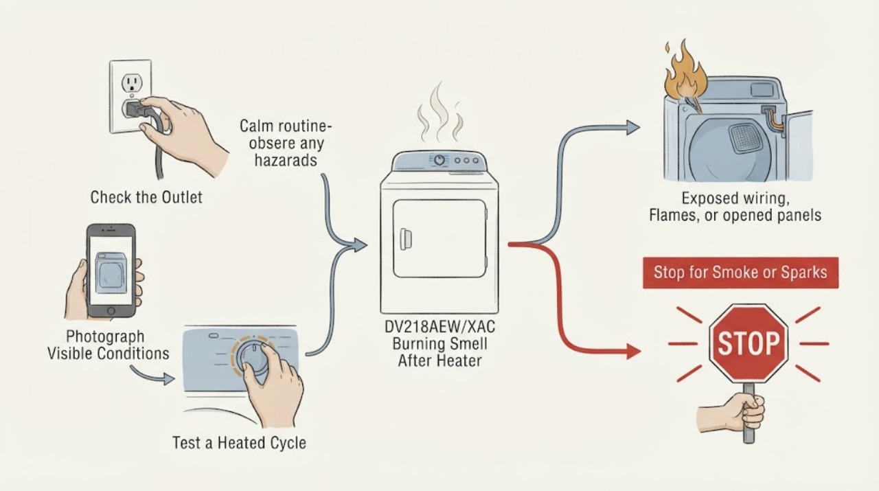 DV218AEW/XAC Burning Smell After Heater