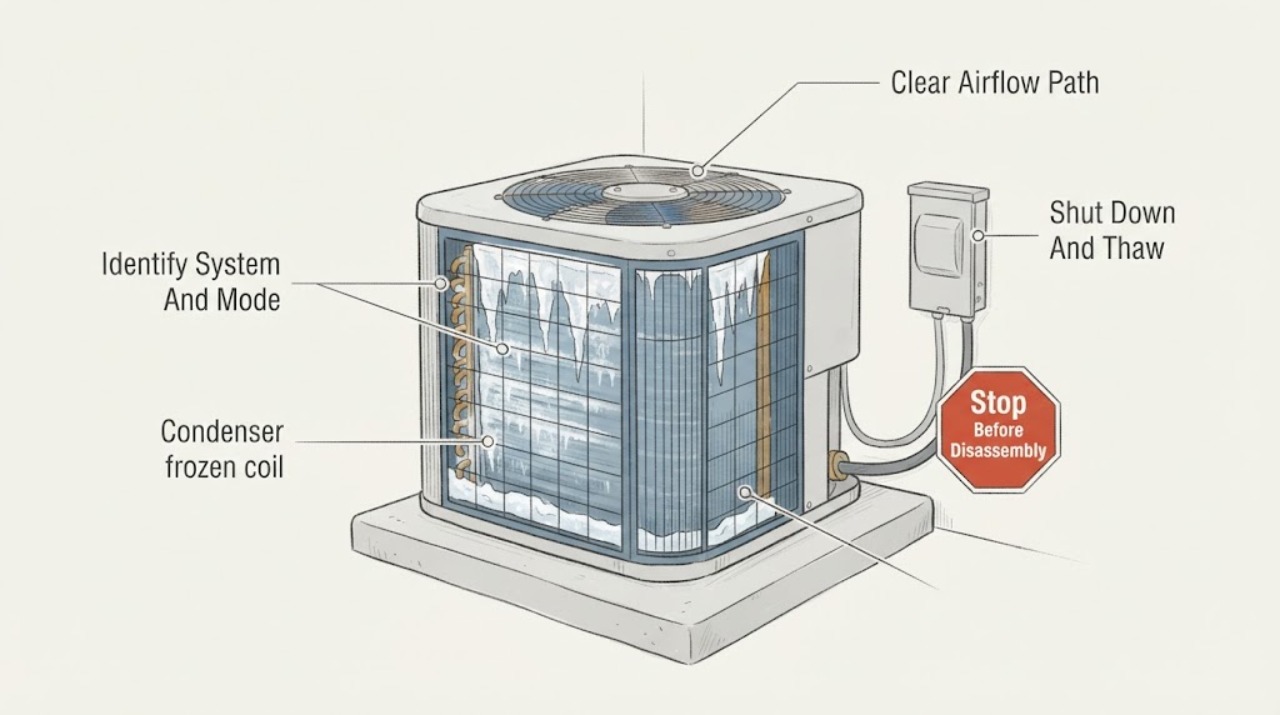 Condenser frozen coil