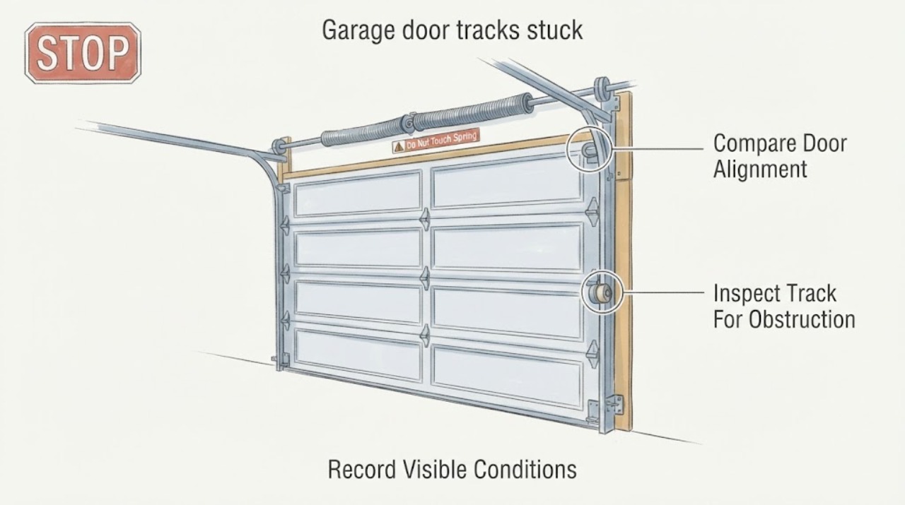 Garage door tracks stuck