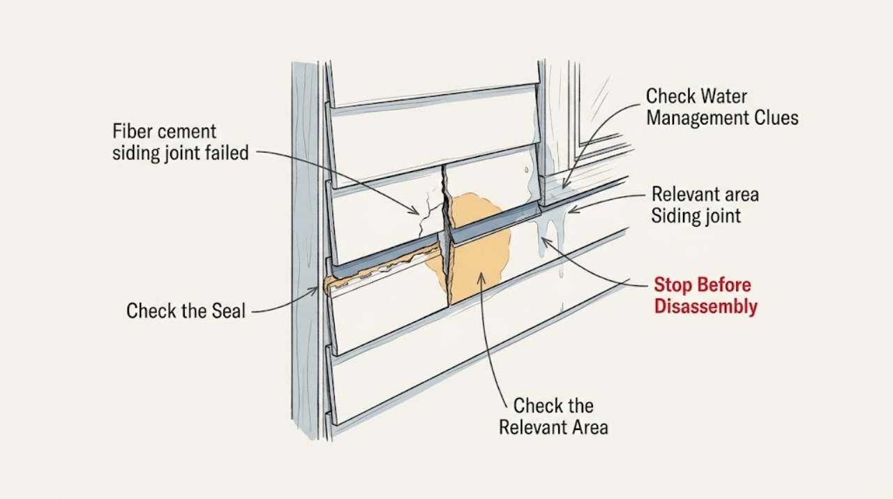 Fiber cement siding joint failed