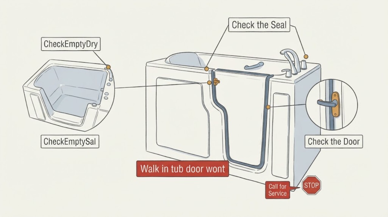 Walk in tub door wont
