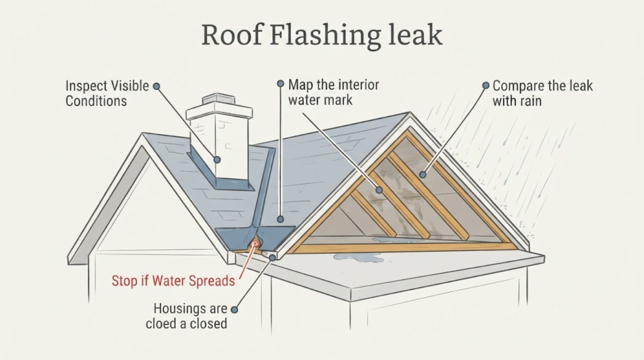 Roof flashing leak